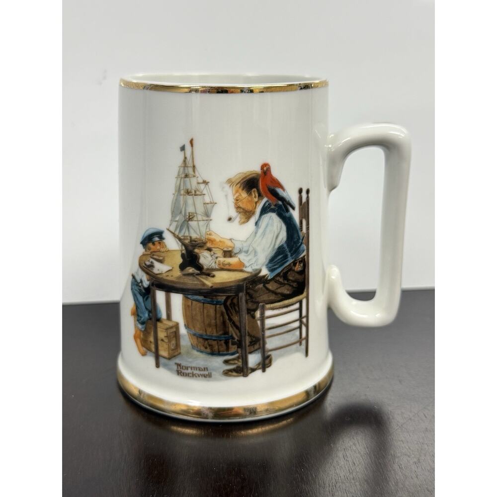 24k Trim Norman Rockwell 1985 Coffee Mug Cup "For A Good Boy"
